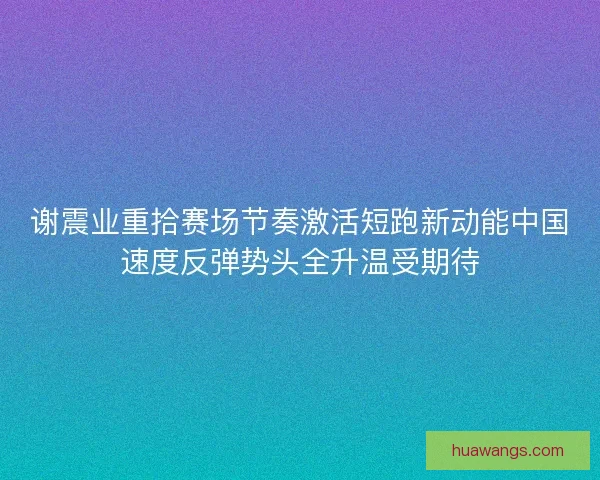 谢震业重拾赛场节奏激活短跑新动能中国速度反弹势头全升温受期待
