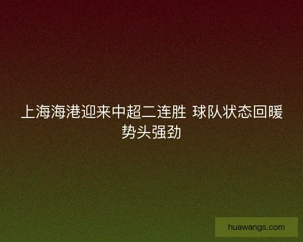 上海海港迎来中超二连胜 球队状态回暖势头强劲